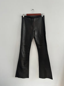 Low Rise Flare Leather Pants