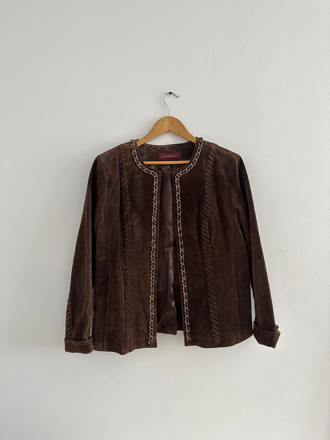 Vintage Suede Chain Trim Jacket