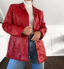 Load image into Gallery viewer, Vintage Red Leather Blazer Jacket
