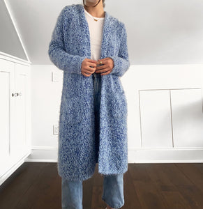 Blue Popcorn Knit Cardigan