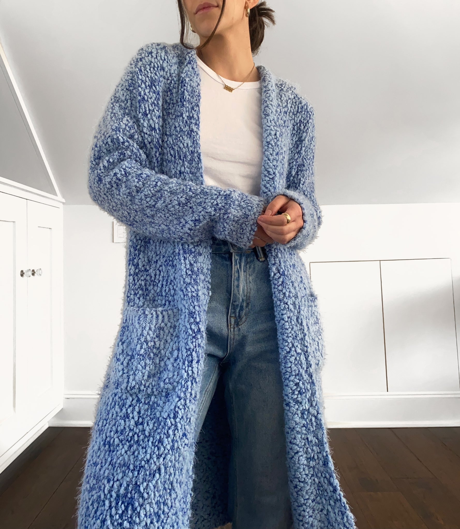 Blue clearance popcorn cardigan