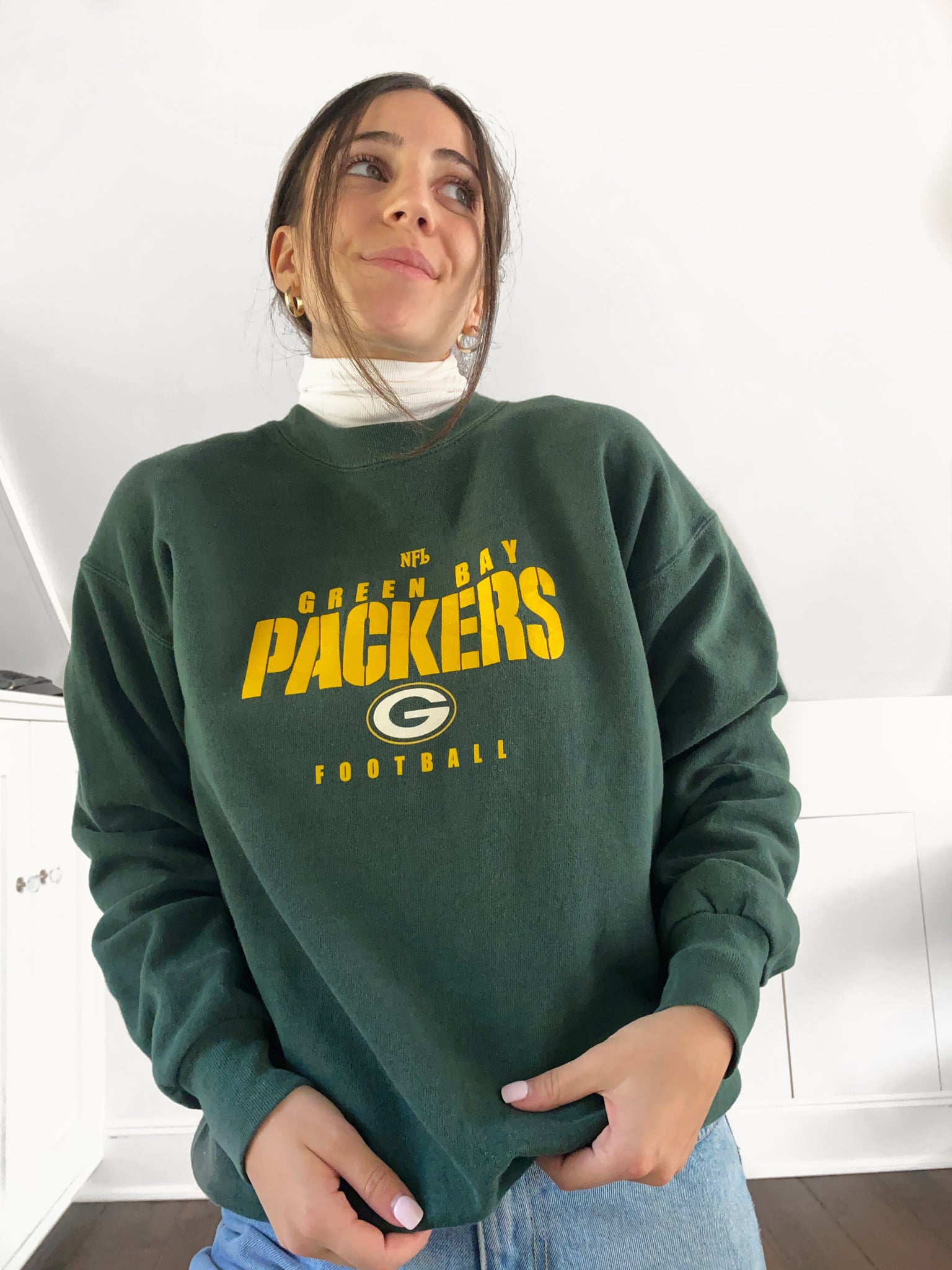 Women's Duluth Trading Co. Green Green Bay Packers Fleece Crew Neck  Sweatshirt