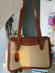 Vintage Etienne Aigner Straw/Leather Tote